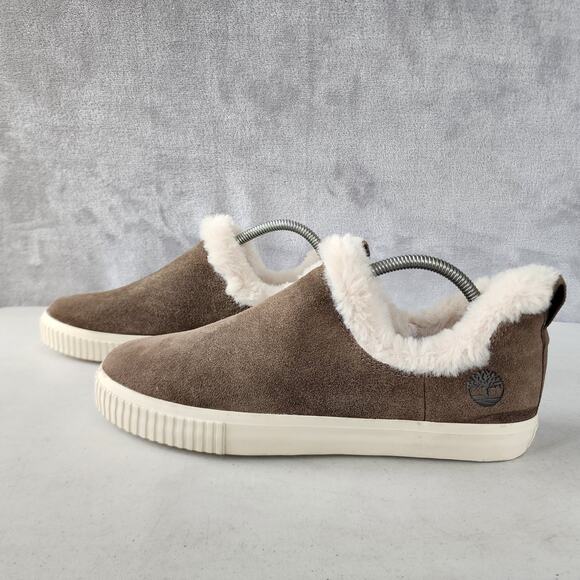 Timberland Shoes Womens Size 10 Slip on Suede Leather Faux Fur Lined Skyla Bay - Picture 3 of 11